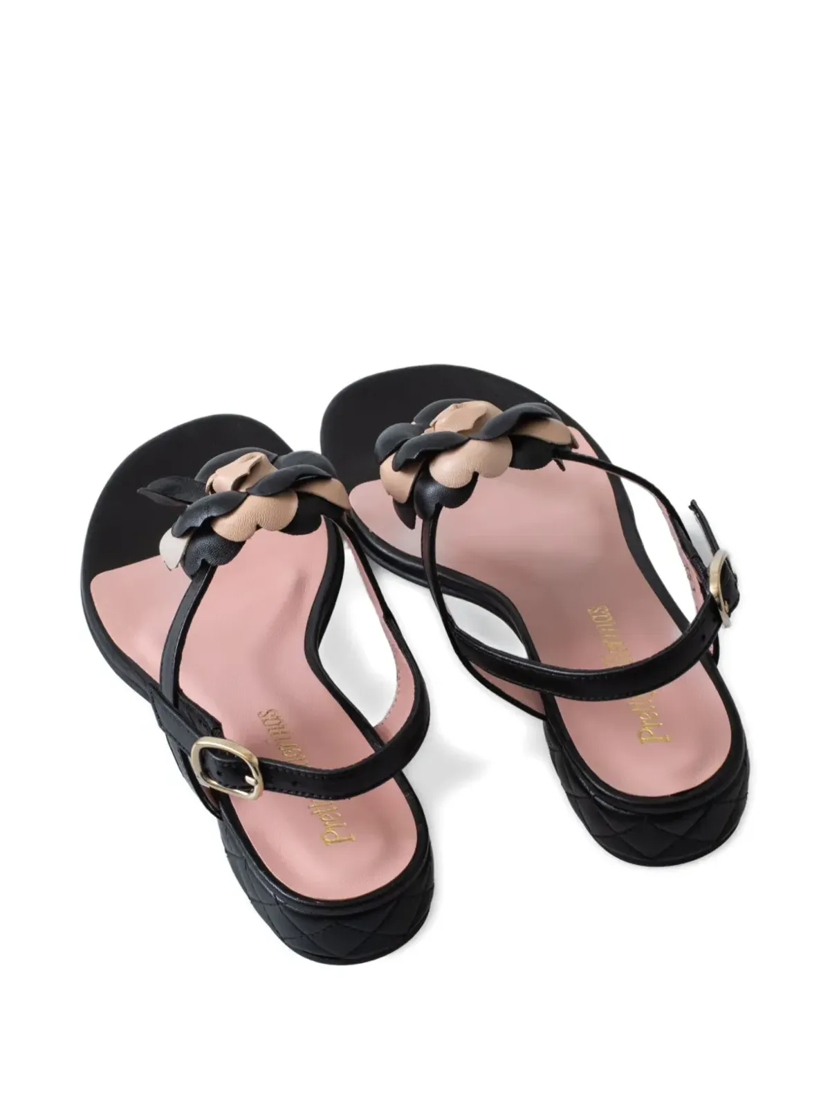 Pretty Ballerinas ラウンドトゥ レザー ヒールサンダル - ブラック - 画像3