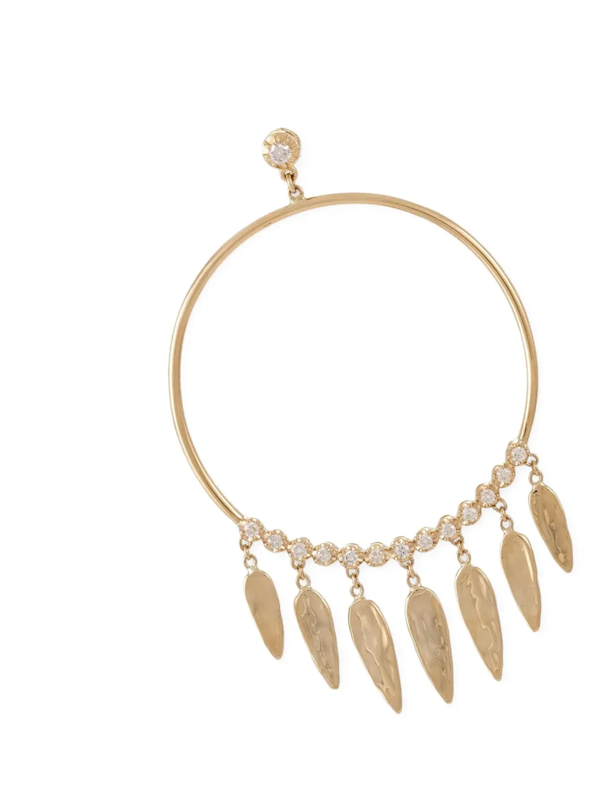 Jacquie Aiche 14K イエローゴールド フープ ダイヤモンド ピアス - 画像2