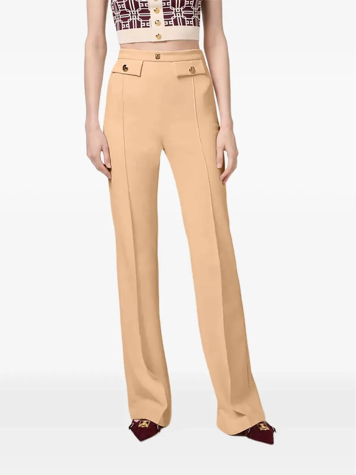 Elisabetta Franchi ボタンディテールパンツ - ニュートラルカラー - 画像4