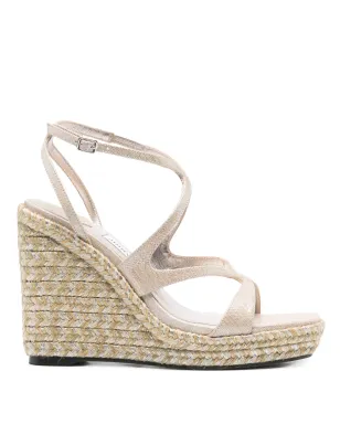 Jimmy Choo Ayla レザー ヒール付きエスパドリーユ - ベージュ - サムネイル1