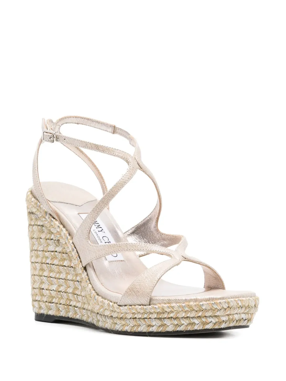 Jimmy Choo Ayla レザー ヒール付きエスパドリーユ - ベージュ - 画像2