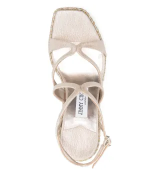 Jimmy Choo Ayla レザー ヒール付きエスパドリーユ - ベージュ - サムネイル4