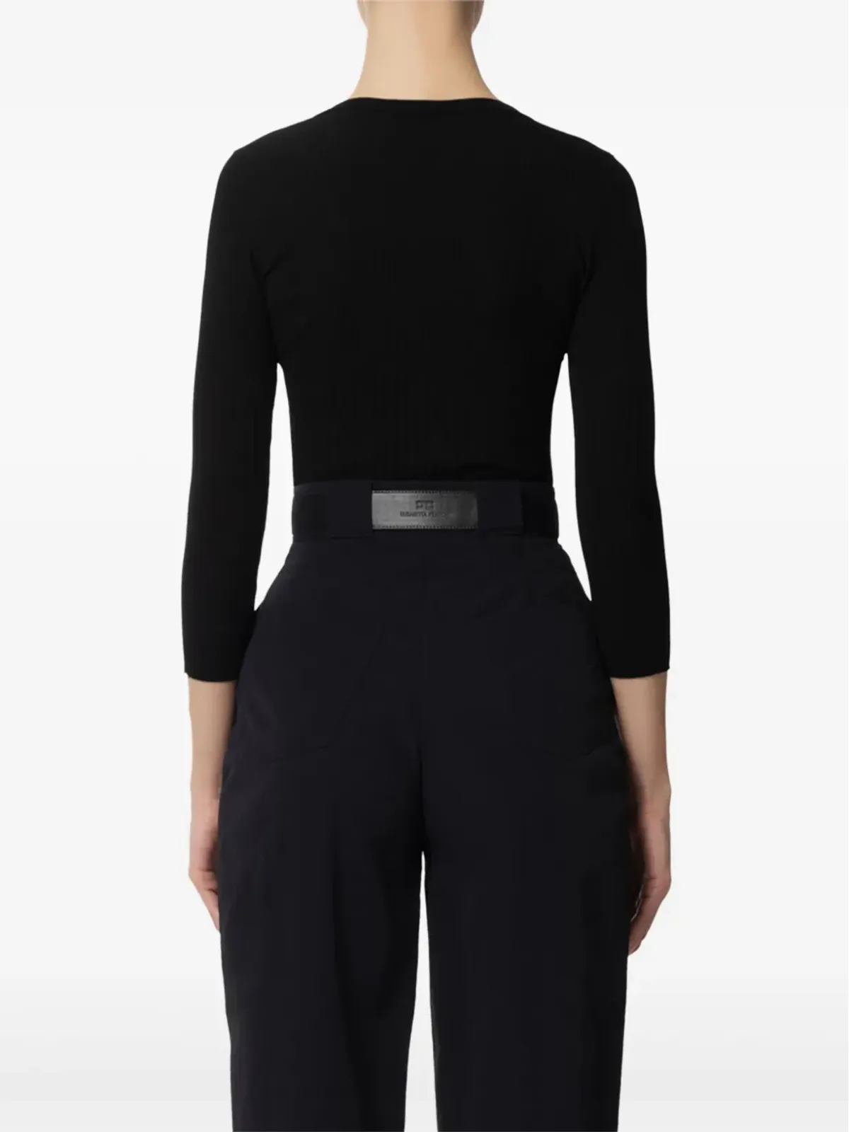 Elisabetta Franchi リブ編み Vネック セーター ブラック - 画像2