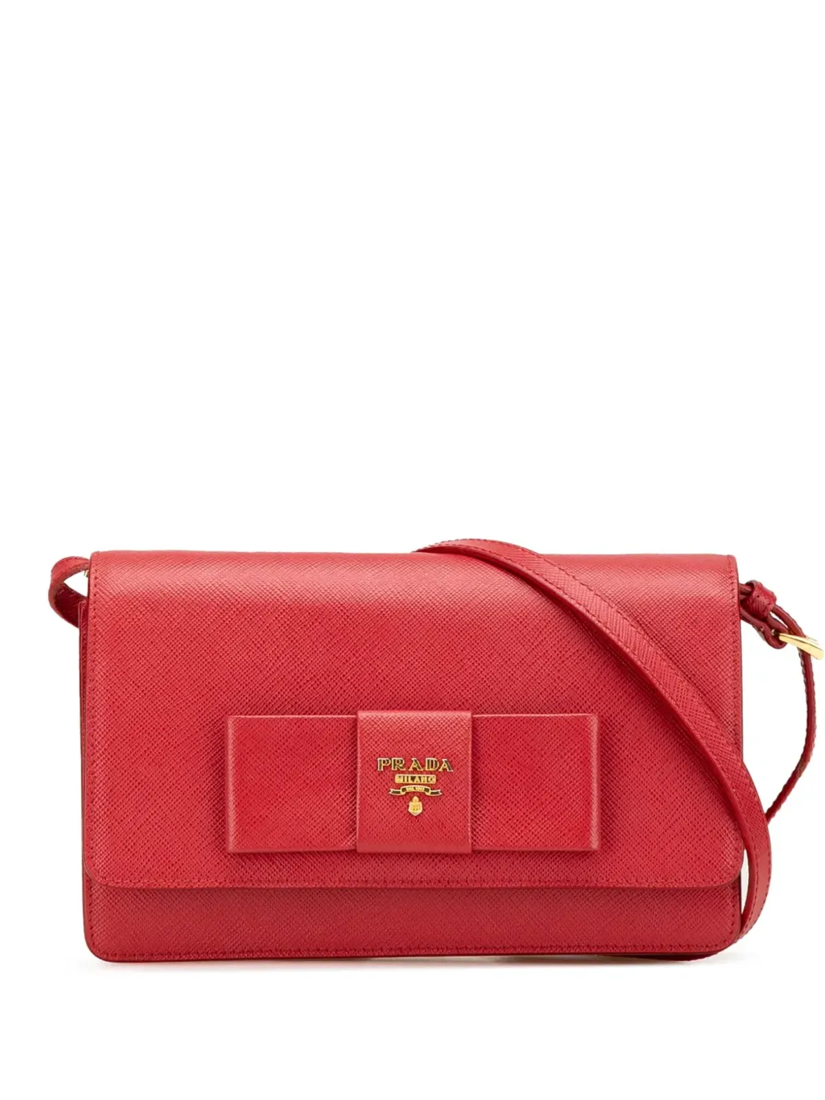 Prada ビンテージ サフィアーノ・レザー ボウ ウォレット・オン・ストラップ クロスボディバッグ - レッド - 画像1