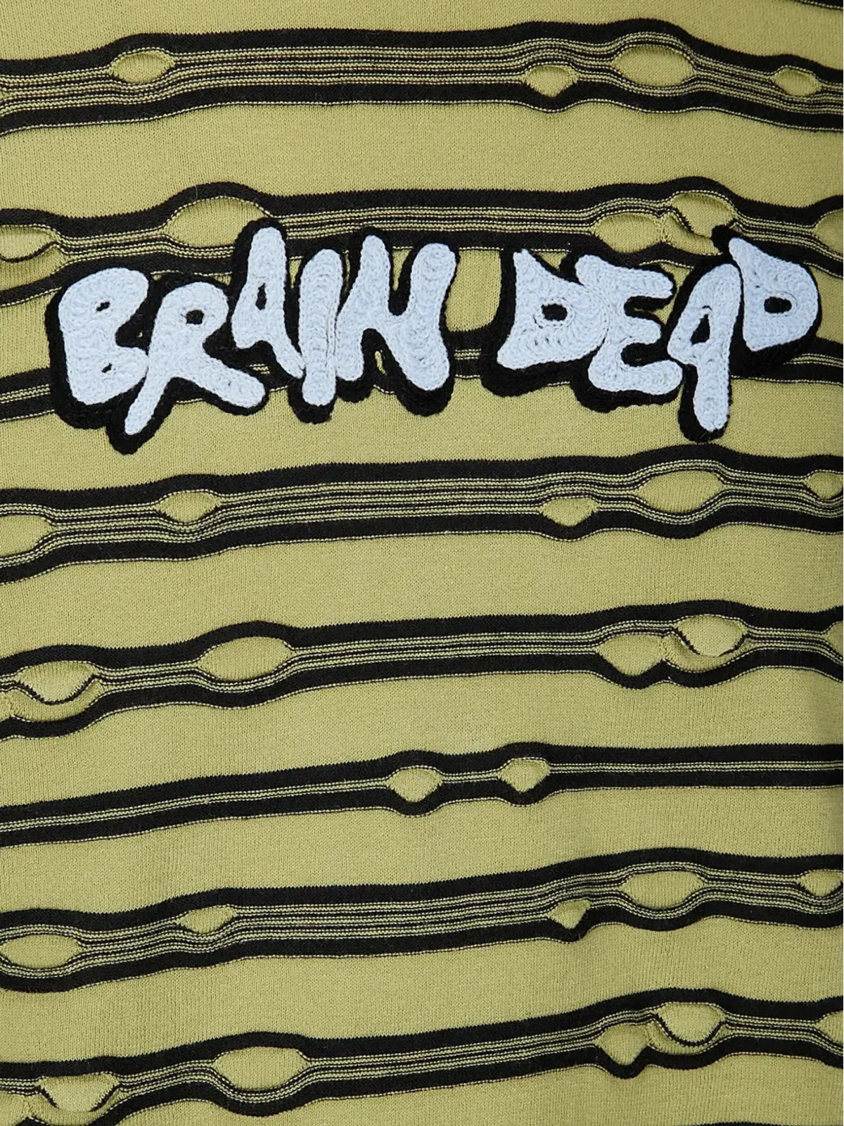 Brain Dead distressed striped T-shirt - Green - 画像3