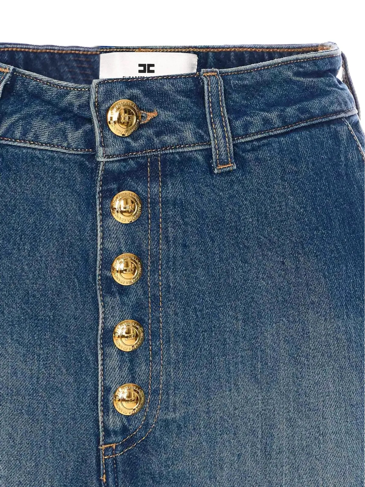 Elisabetta Franchi ハイウエスト ボタンアップ デニムショーツ - ブルー - 画像4