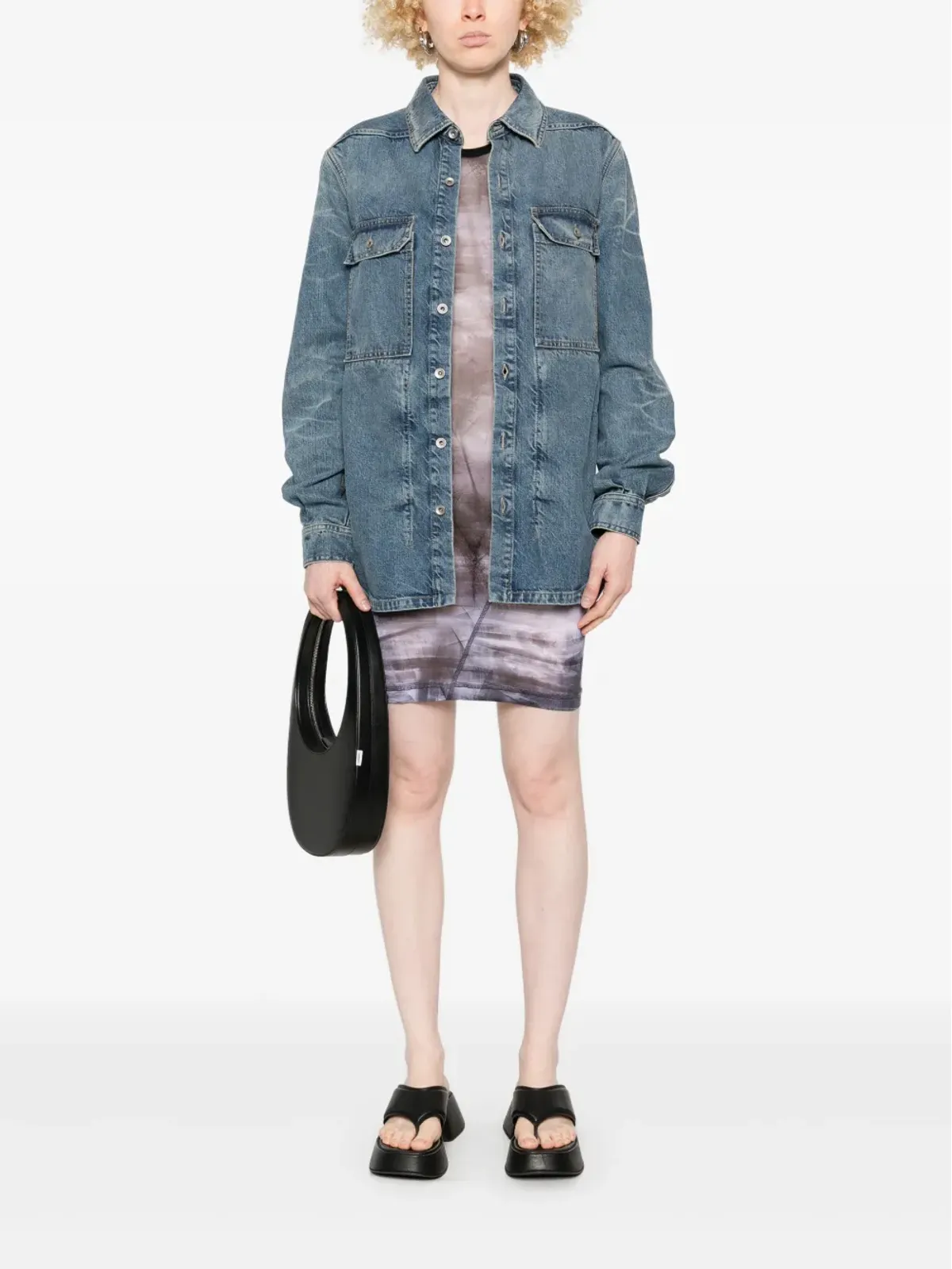 Rick Owens DRKSHDW デニムオーバーシャツ ブルー - 画像2