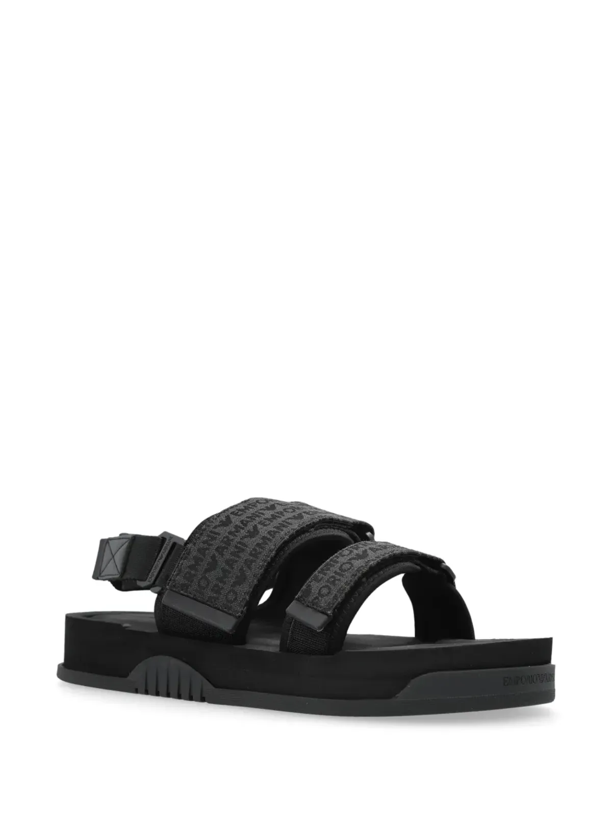 Emporio Armani ロゴジャカード サンダル - ブラック - 画像2
