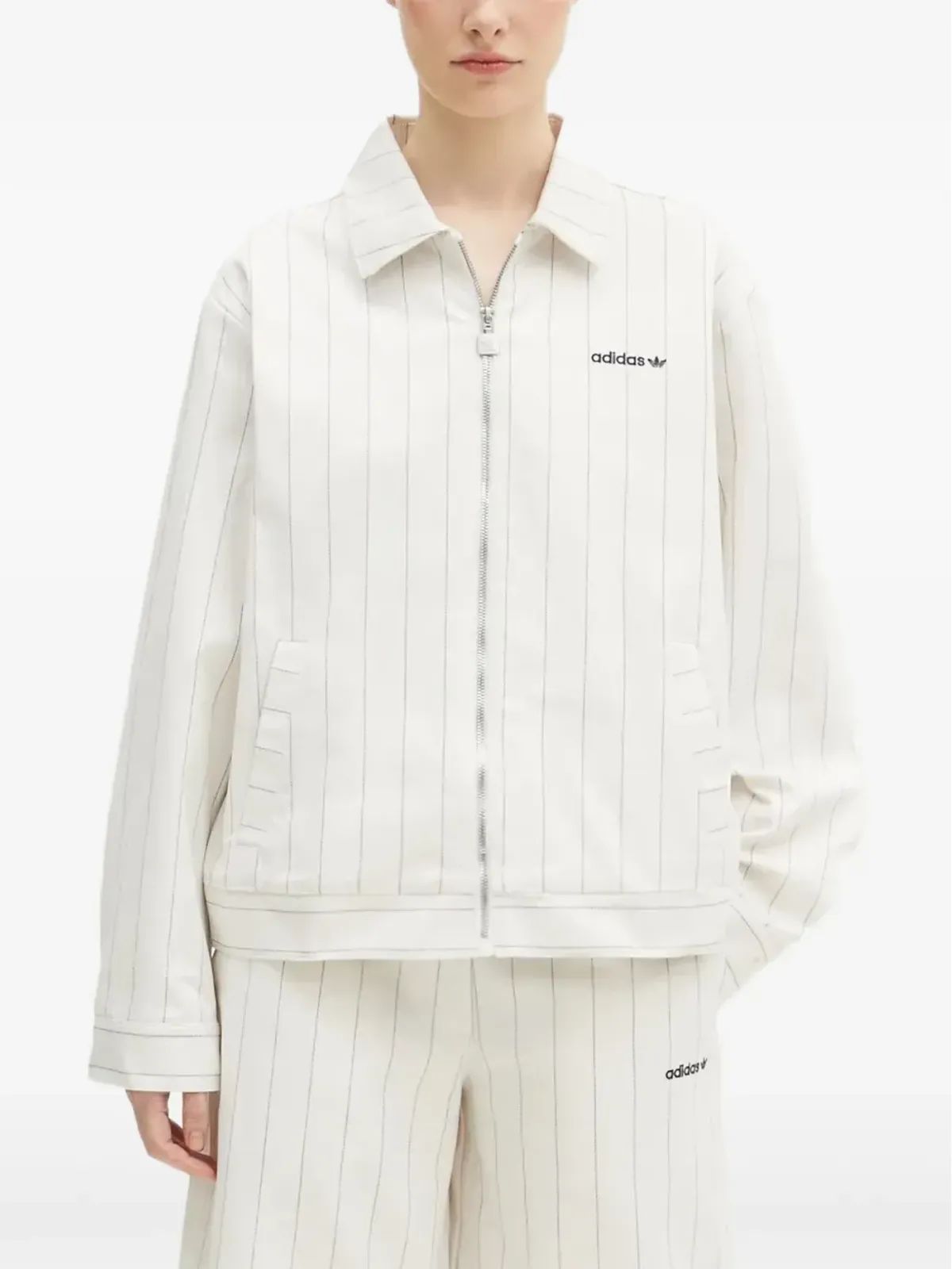 adidas ピンストライプジップアップジャケット - 画像1
