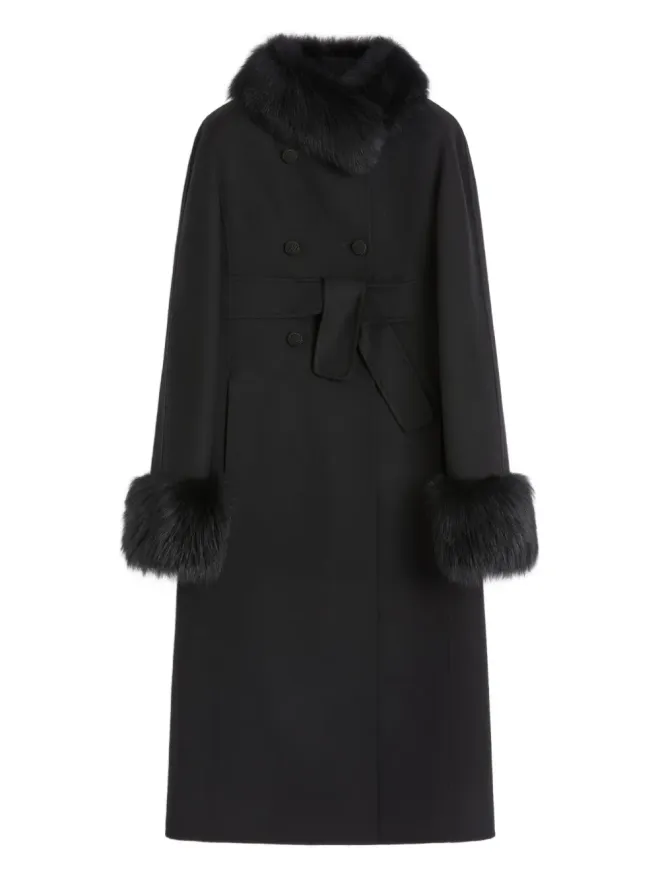 Valentino Garavani Valentino Garavani ファー付きダブルブレストコートの商品画像