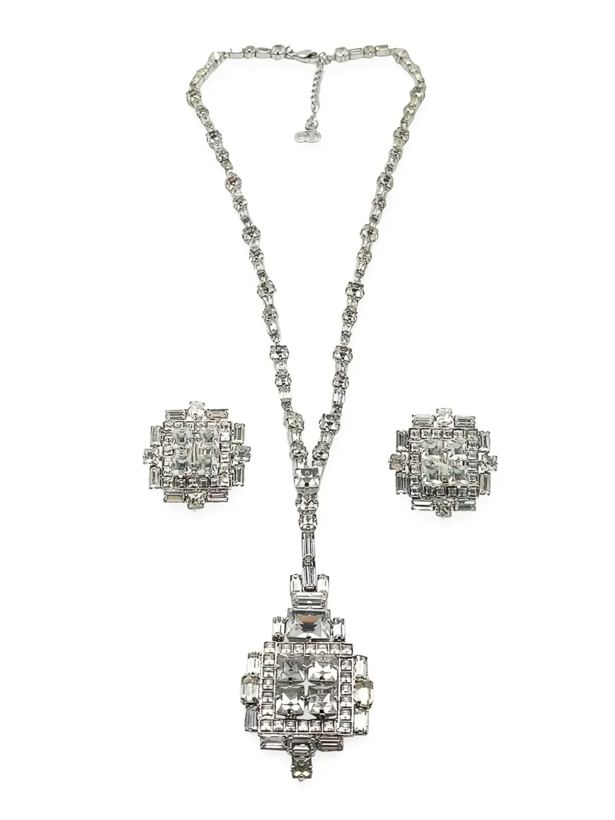 ビンテージ Christian Dior ペンダントネックレス＆イヤリング - シルバー - 画像1