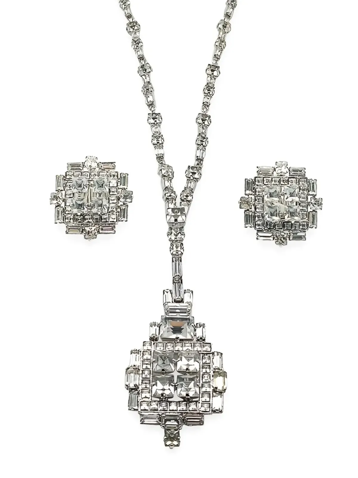 ビンテージ Christian Dior ペンダントネックレス＆イヤリング - シルバー - 画像4