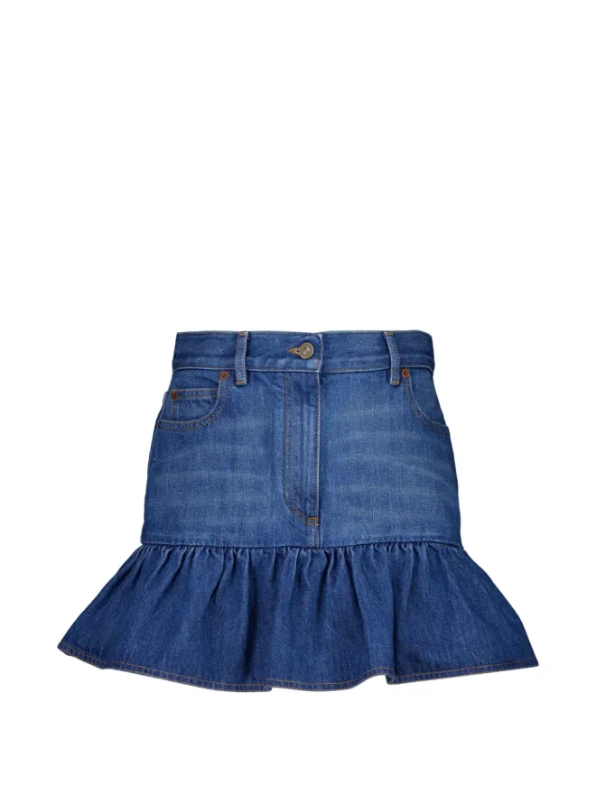 Valentino Garavani Valentino Garavani フリルデニムミニスカートの商品画像
