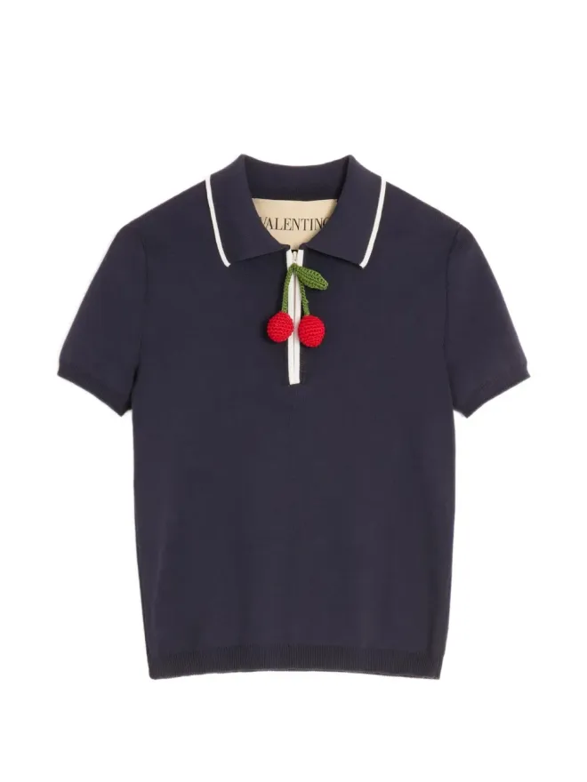 Valentino Garavani Valentino Garavani コットン ポロトップ（チェリー柄）の商品画像