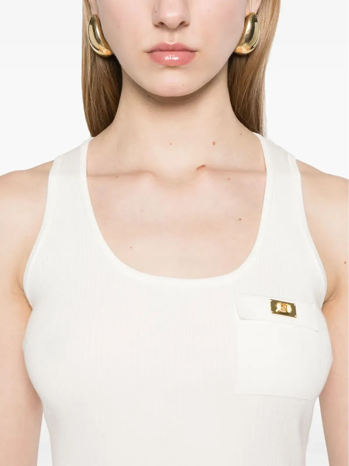 Elisabetta Franchi リブ編みタンクトップ - ホワイト - 画像5