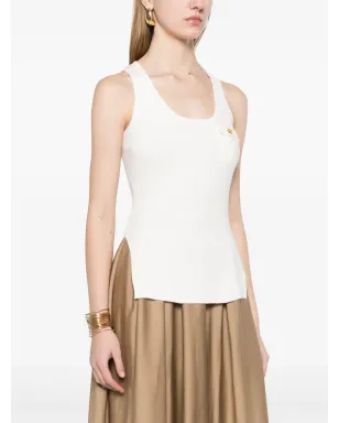 Elisabetta Franchi リブ編みタンクトップ - ホワイト - サムネイル3
