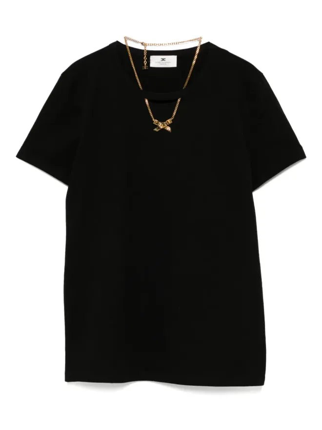 Elisabetta Franchi Elisabetta Franchi ネックレスディテールTシャツ ブラックの商品画像