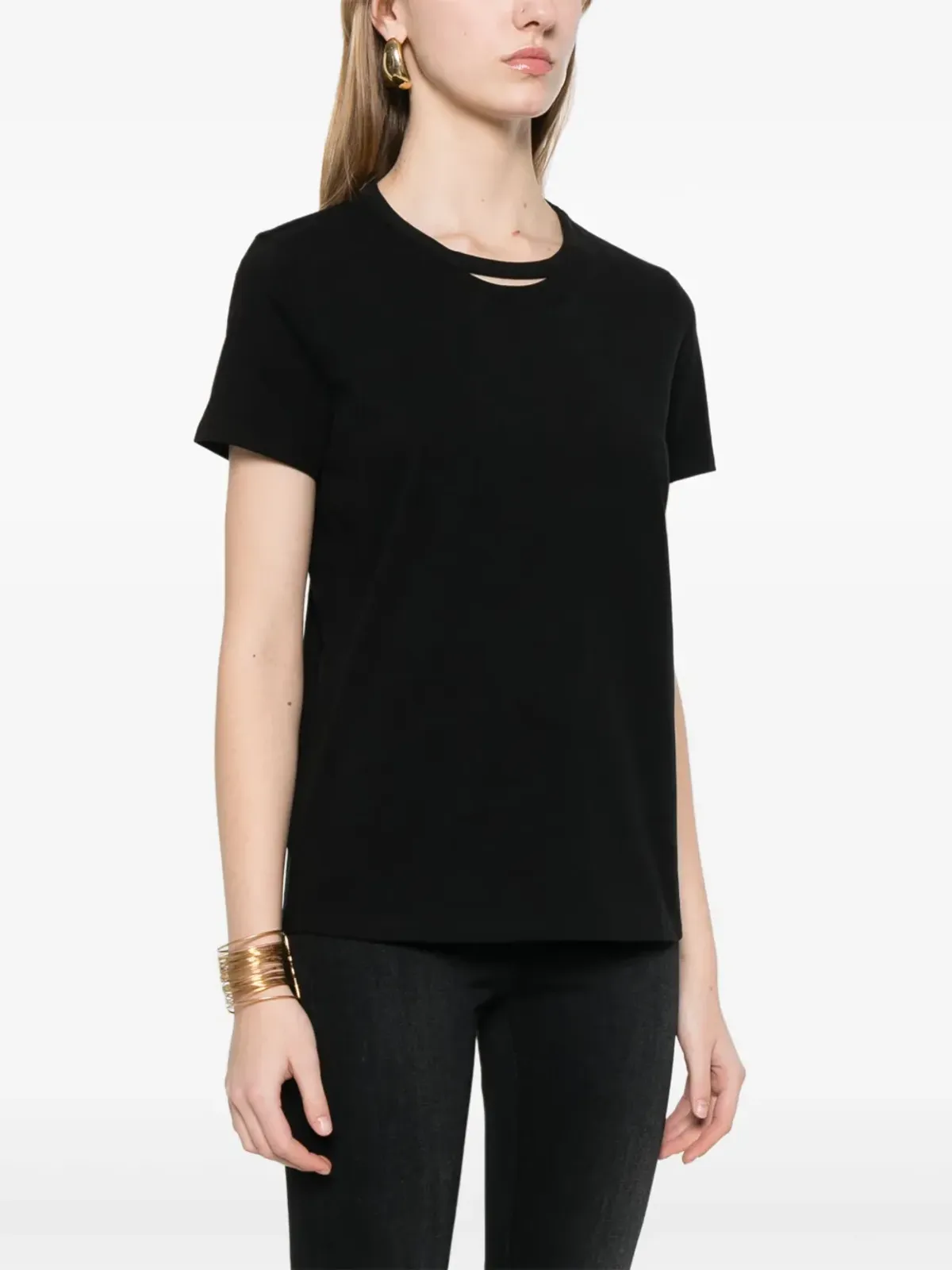 Elisabetta Franchi ネックレスディテールTシャツ ブラック - 画像3