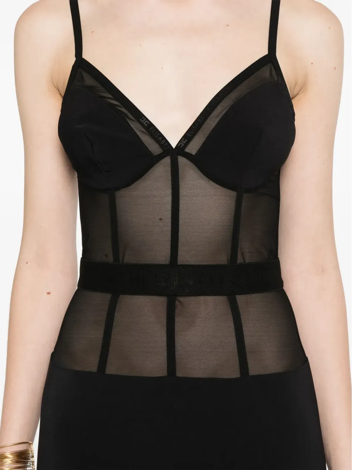 Elisabetta Franchi クレープチュール ミディドレス - ブラック - 画像5