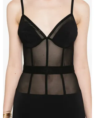 Elisabetta Franchi クレープチュール ミディドレス - ブラック - サムネイル5