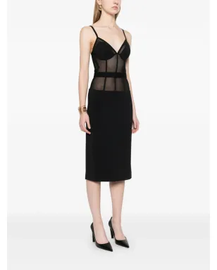 Elisabetta Franchi クレープチュール ミディドレス - ブラック - サムネイル3