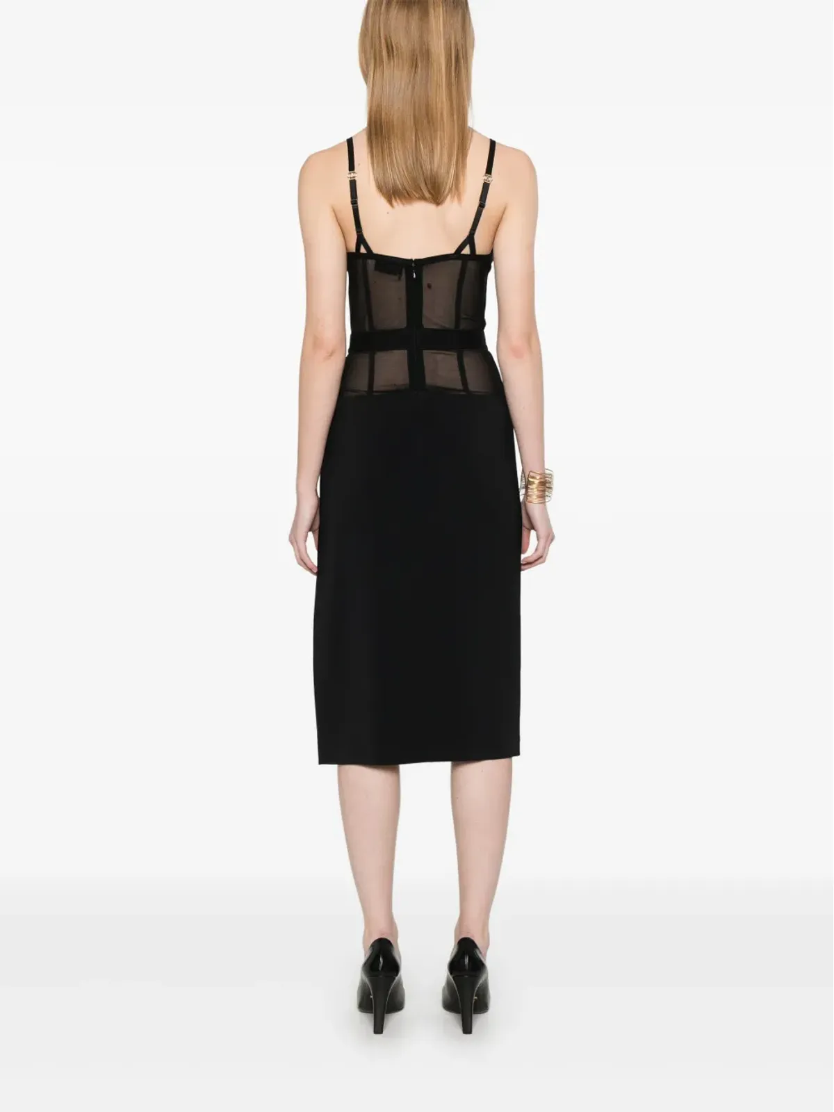 Elisabetta Franchi クレープチュール ミディドレス - ブラック - 画像4