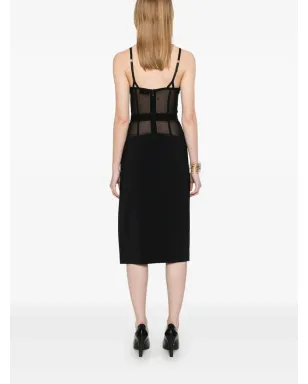 Elisabetta Franchi クレープチュール ミディドレス - ブラック - サムネイル4
