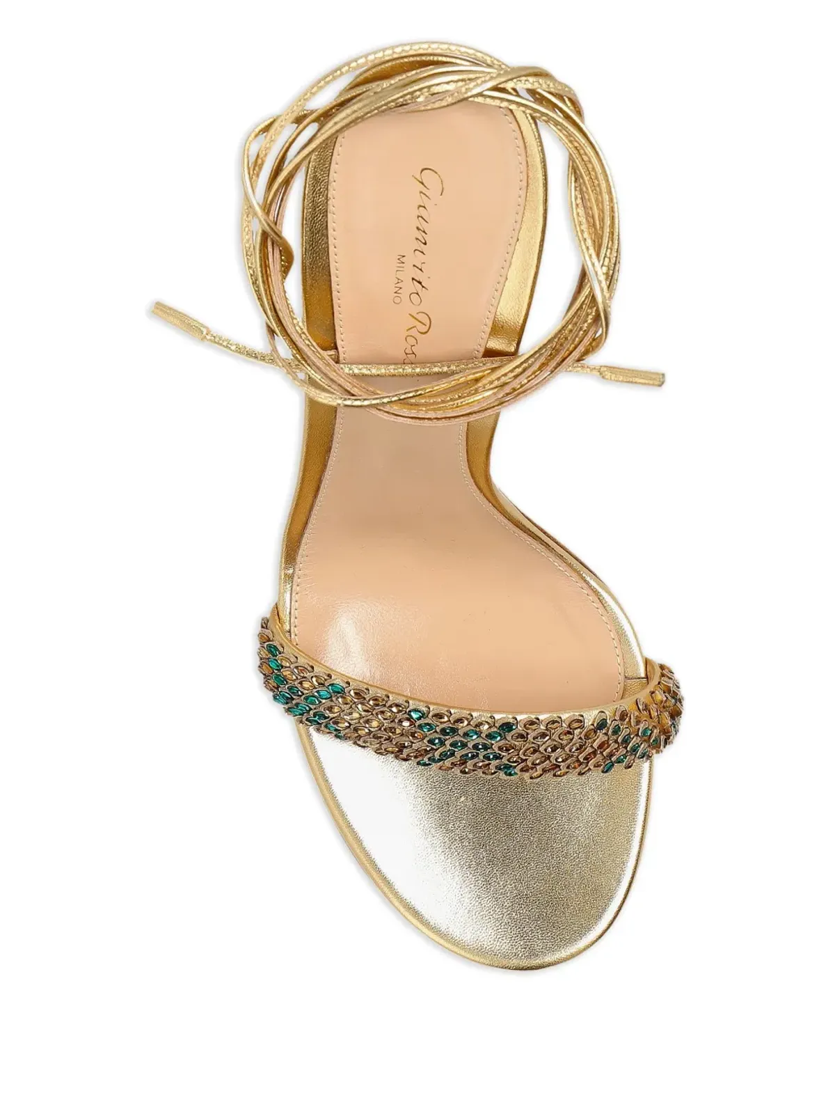 Gianvito Rossi 105mmラインストーン装飾サンダル - ゴールド - 画像4