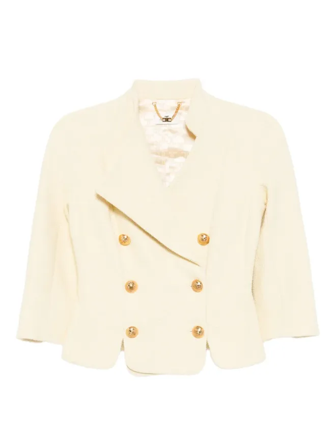 Elisabetta Franchi Elisabetta Franchi ボタン装飾ツイードジャケット - イエローの商品画像