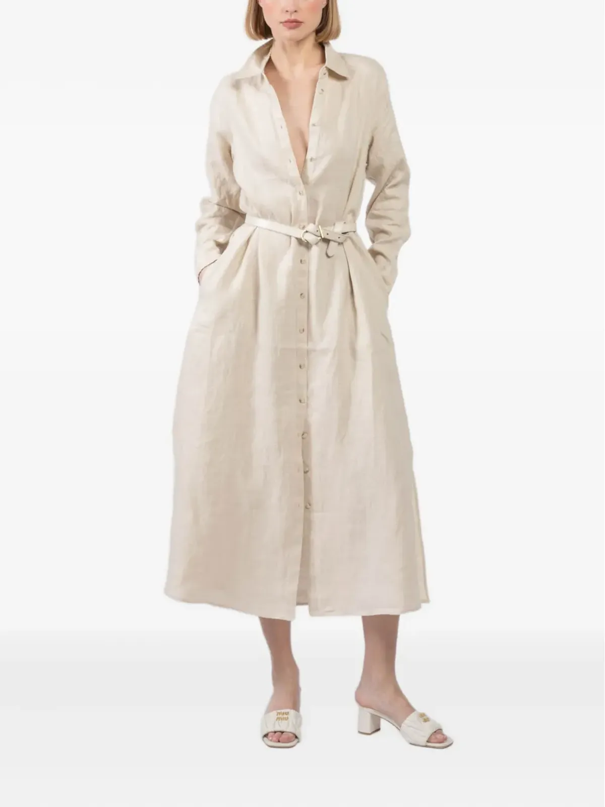 Xirena ベルト付きシャツミディドレス - 画像1