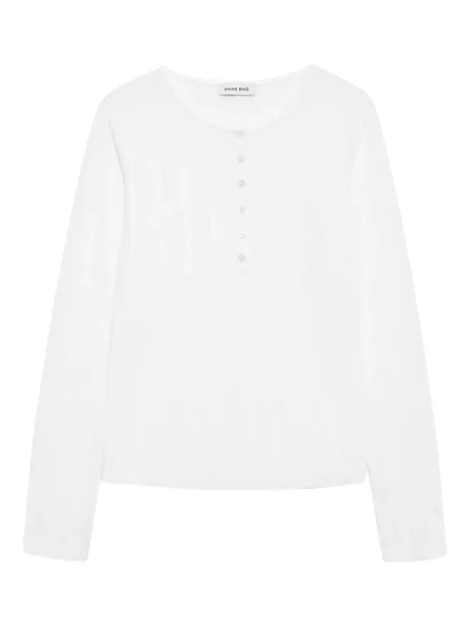ANINE BING ANINE BING Pia long-sleeve T-shirt - Whiteの商品画像