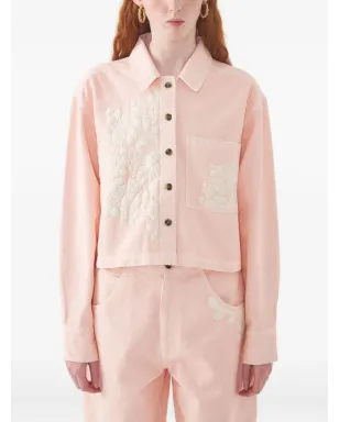 Antik Batik floral-embroidered cropped jacket - Pink - サムネイル1