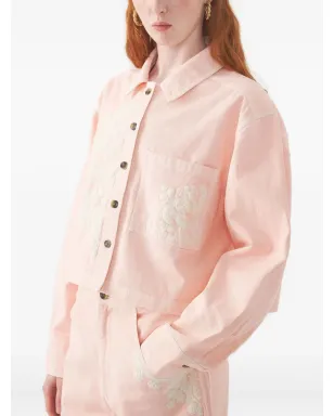 Antik Batik floral-embroidered cropped jacket - Pink - サムネイル3