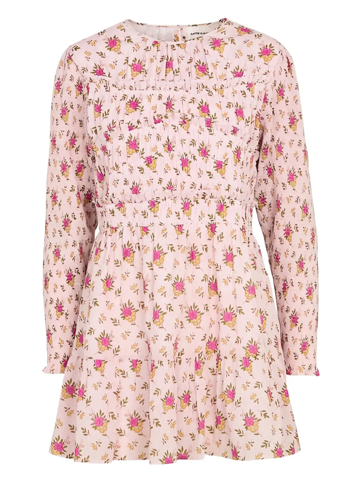Antik Batik スモック花柄プリントドレス - ピンク - 画像1