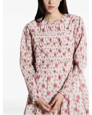 Antik Batik スモック花柄プリントドレス - ピンク - サムネイル5