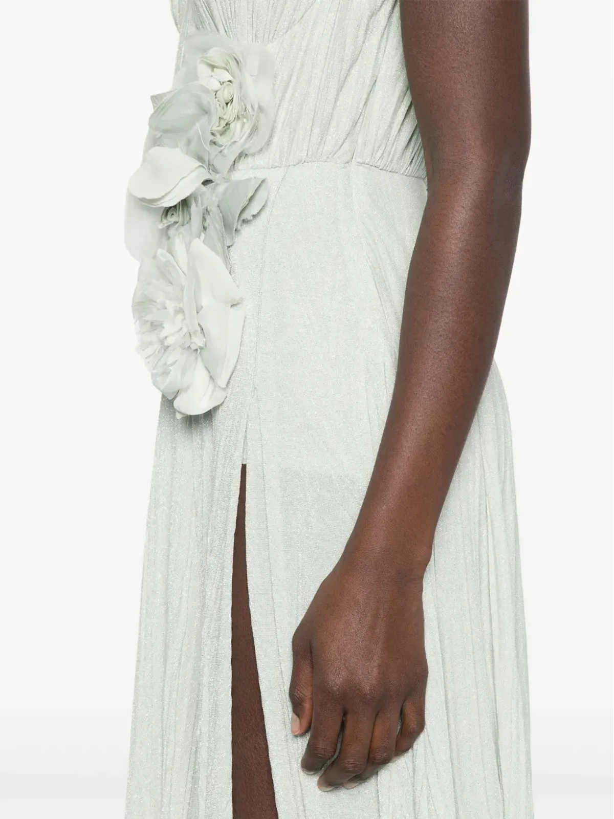 Elisabetta Franchi 花柄刺繍ラメ糸ガウン - グリーン - 画像5