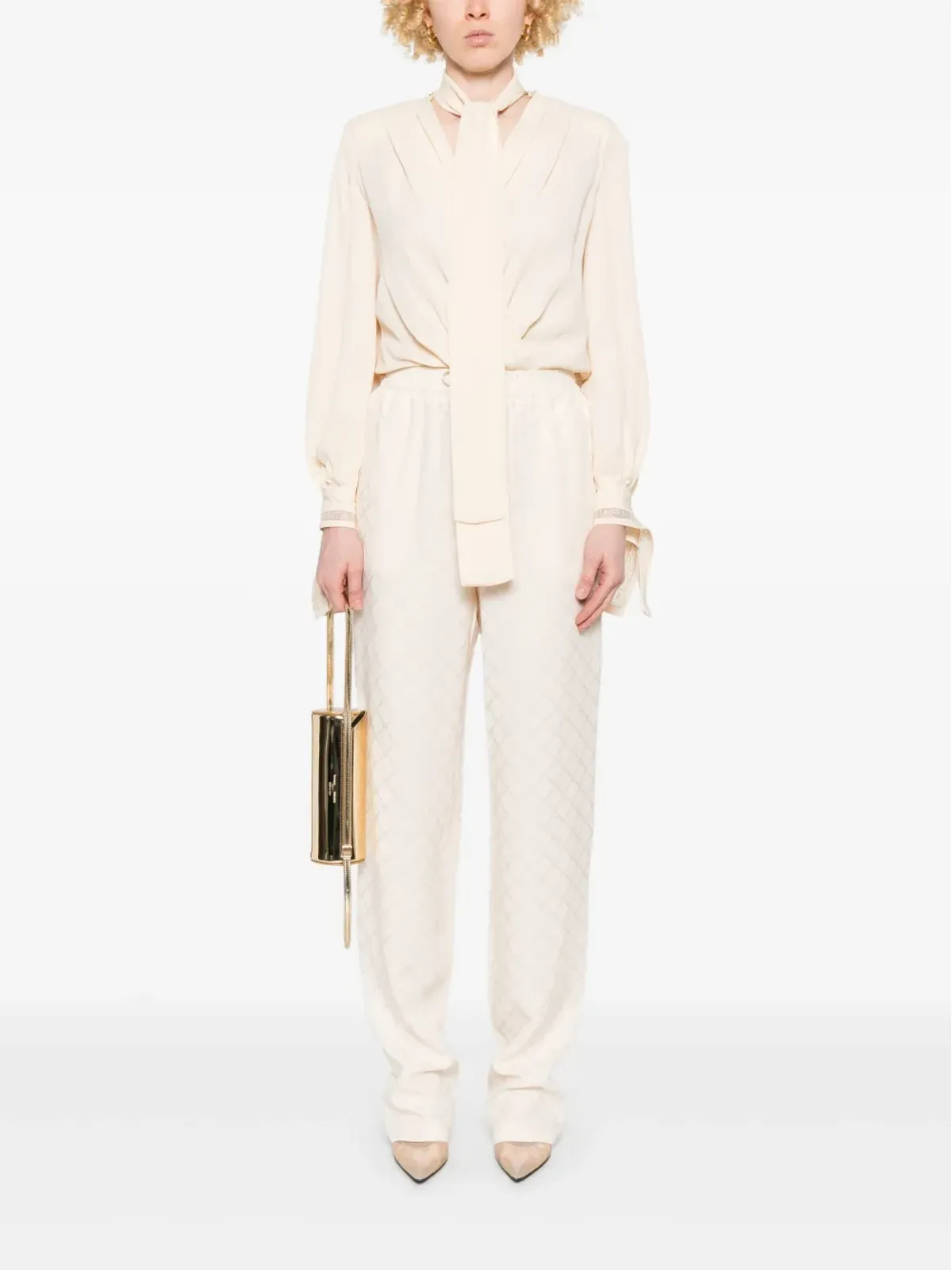 Elisabetta Franchi クレープ生地ボディスーツ - ニュートラルカラー - 画像2