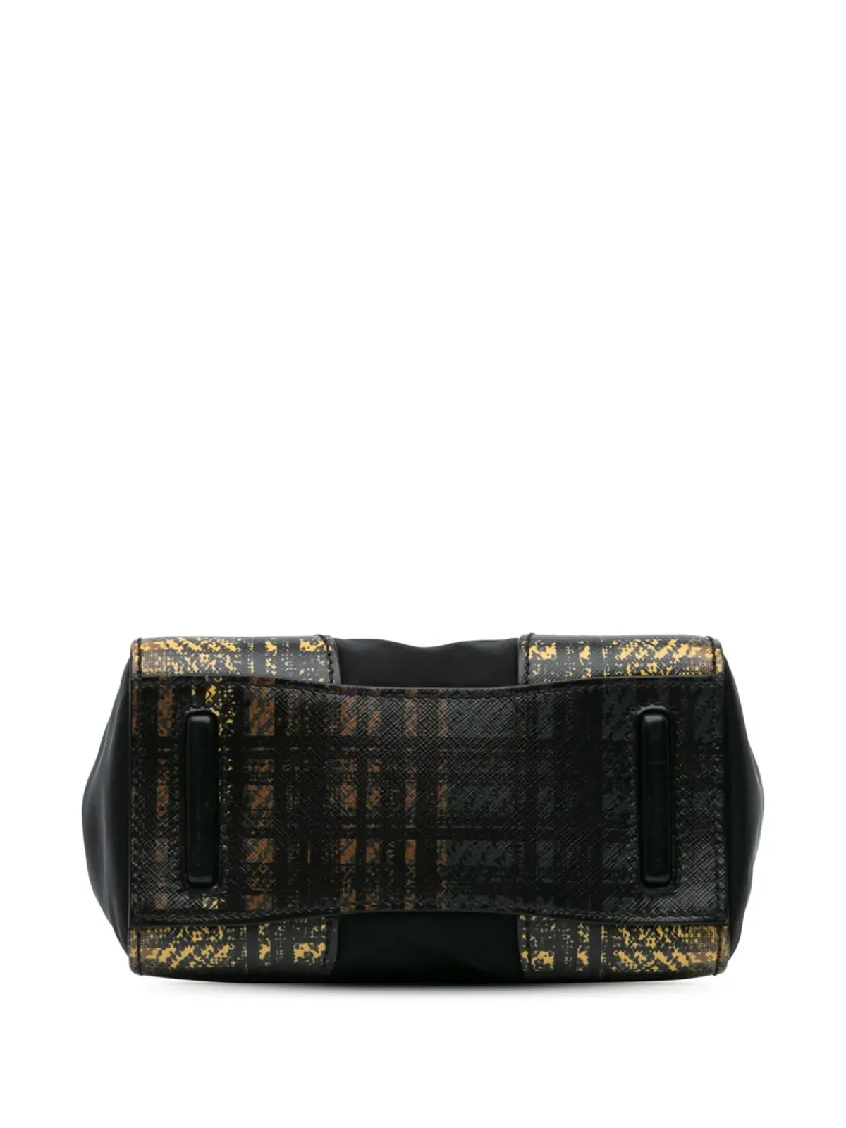 Prada ビンテージ 2010-2024 タータン・サフィアーノ・トリム・テシュート生地 サッチェル ブラック - 画像3
