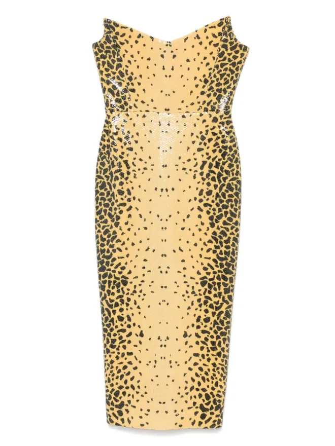 Alex Perry Alex Perry ストラップレス ヒョウ柄マキシドレス - イエローの商品画像