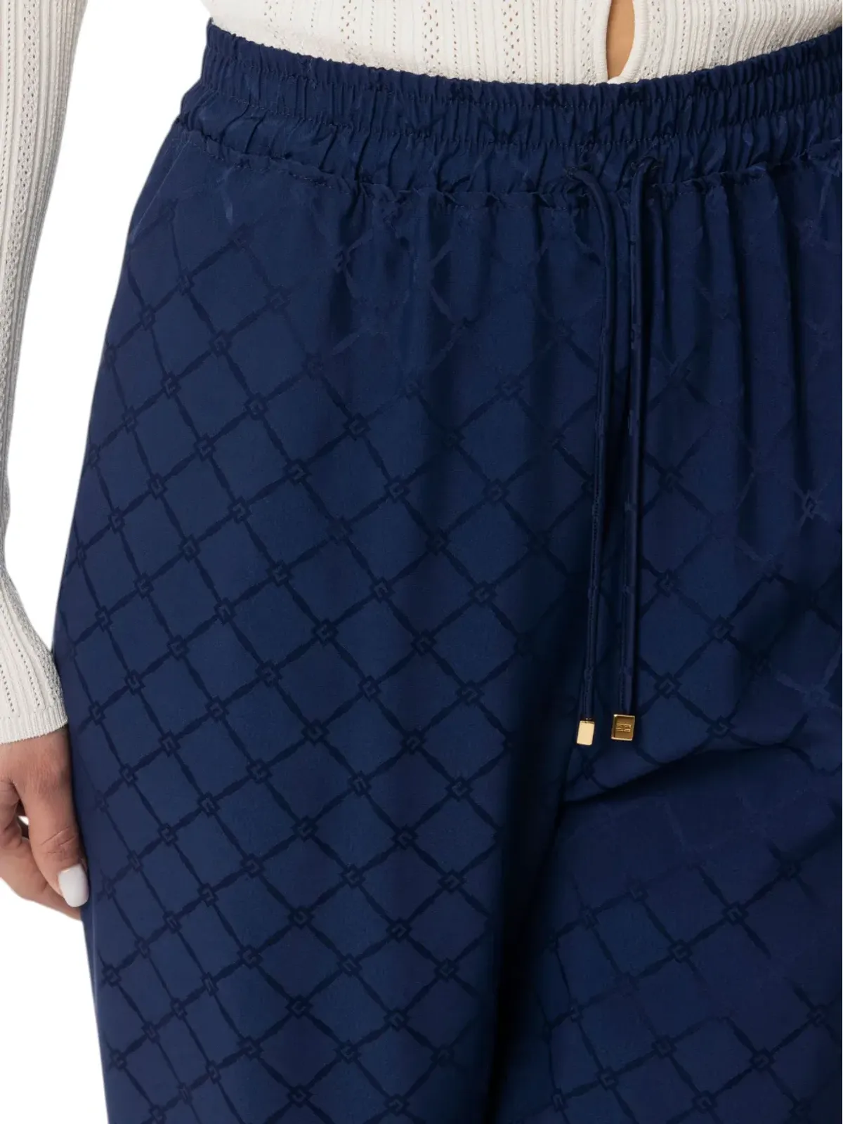 Elisabetta Franchi ダイヤモンドジャカードパンツ ブルー - 画像3