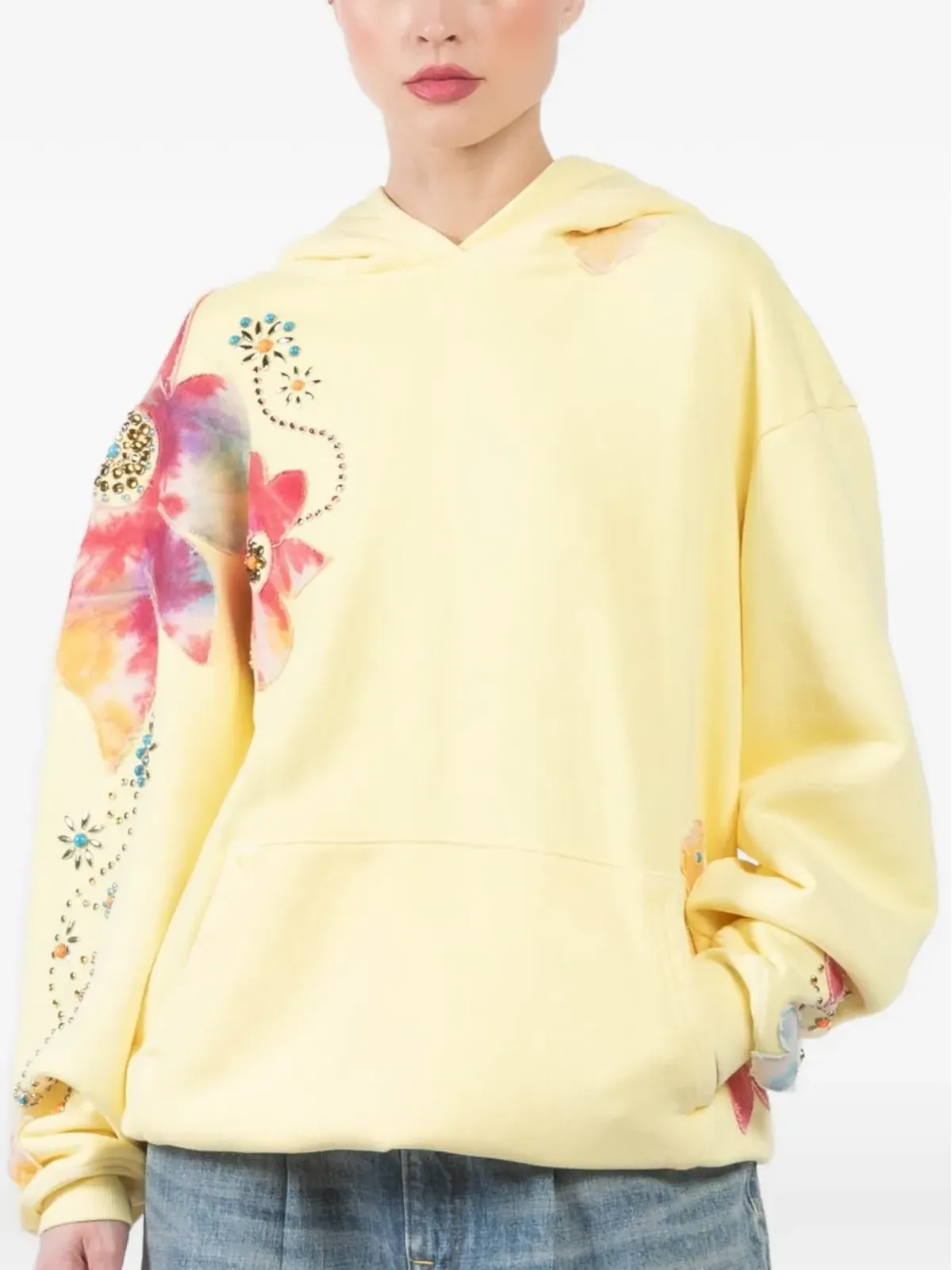 cout de la liberte 花柄プリント装飾フーディ - 画像4