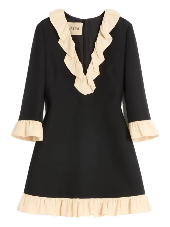 Valentino Garavani Valentino Garavani フリル付きミニドレス ブラックの商品画像