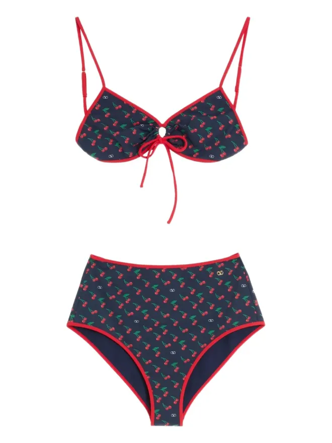 Valentino Garavani Valentino Garavani チェリーフィックプリント ビキニ - ブルーの商品画像