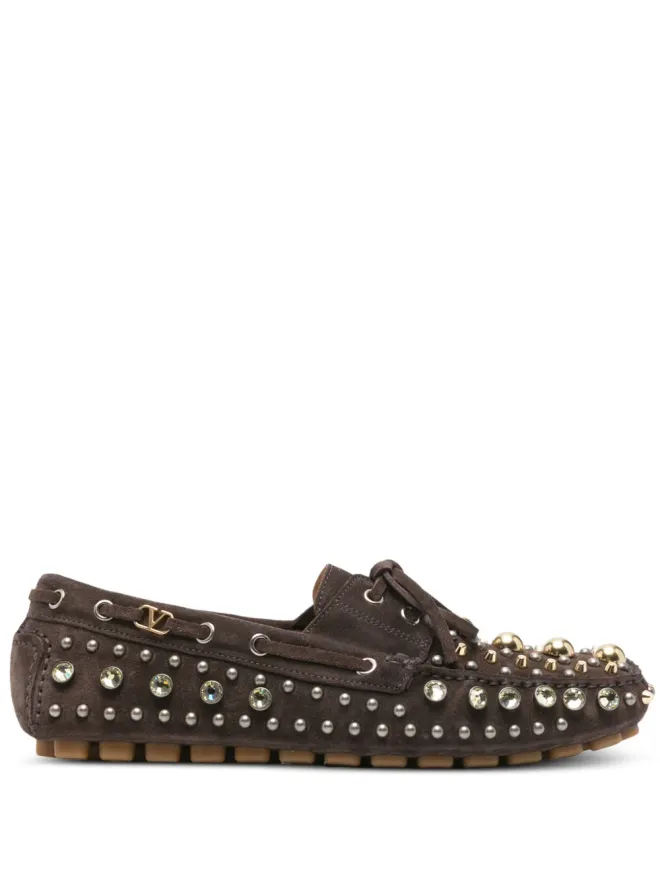 Valentino Garavani Valentino Garavani スタッズ付きスエード ボートシューズの商品画像