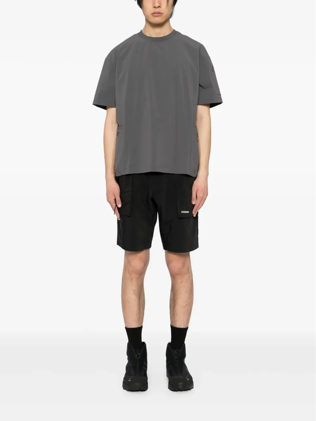 Spoonyard パック可能なサイドジップポケット Tシャツ グレー - 画像2