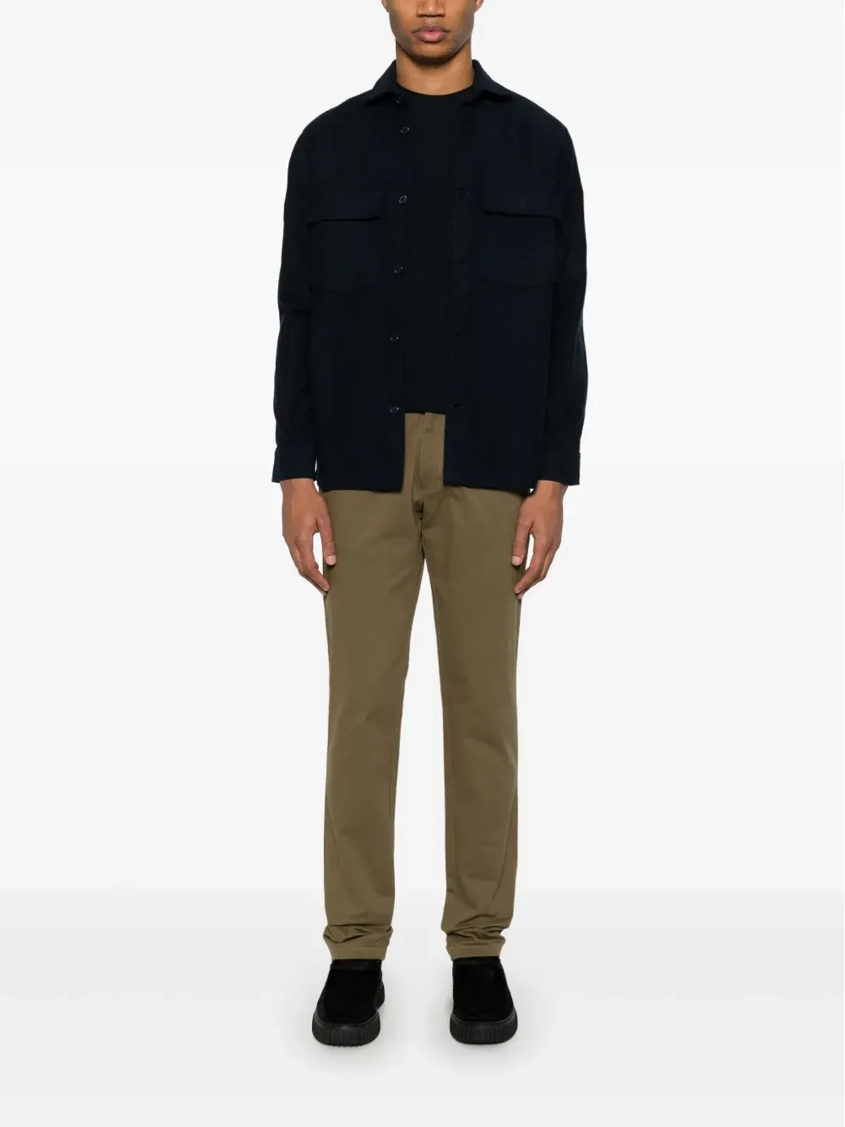 REMUS UOMO コットンオーバーシャツ ブルー - 画像2
