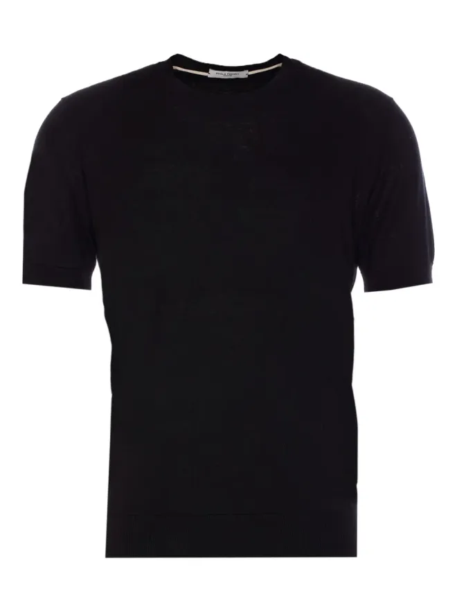 Paolo Pecora Paolo Pecora シルクブレンドTシャツ ブラックの商品画像