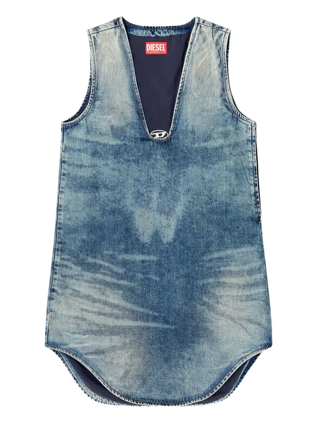 Diesel デニムノースリーブVネックミニドレス - 画像1