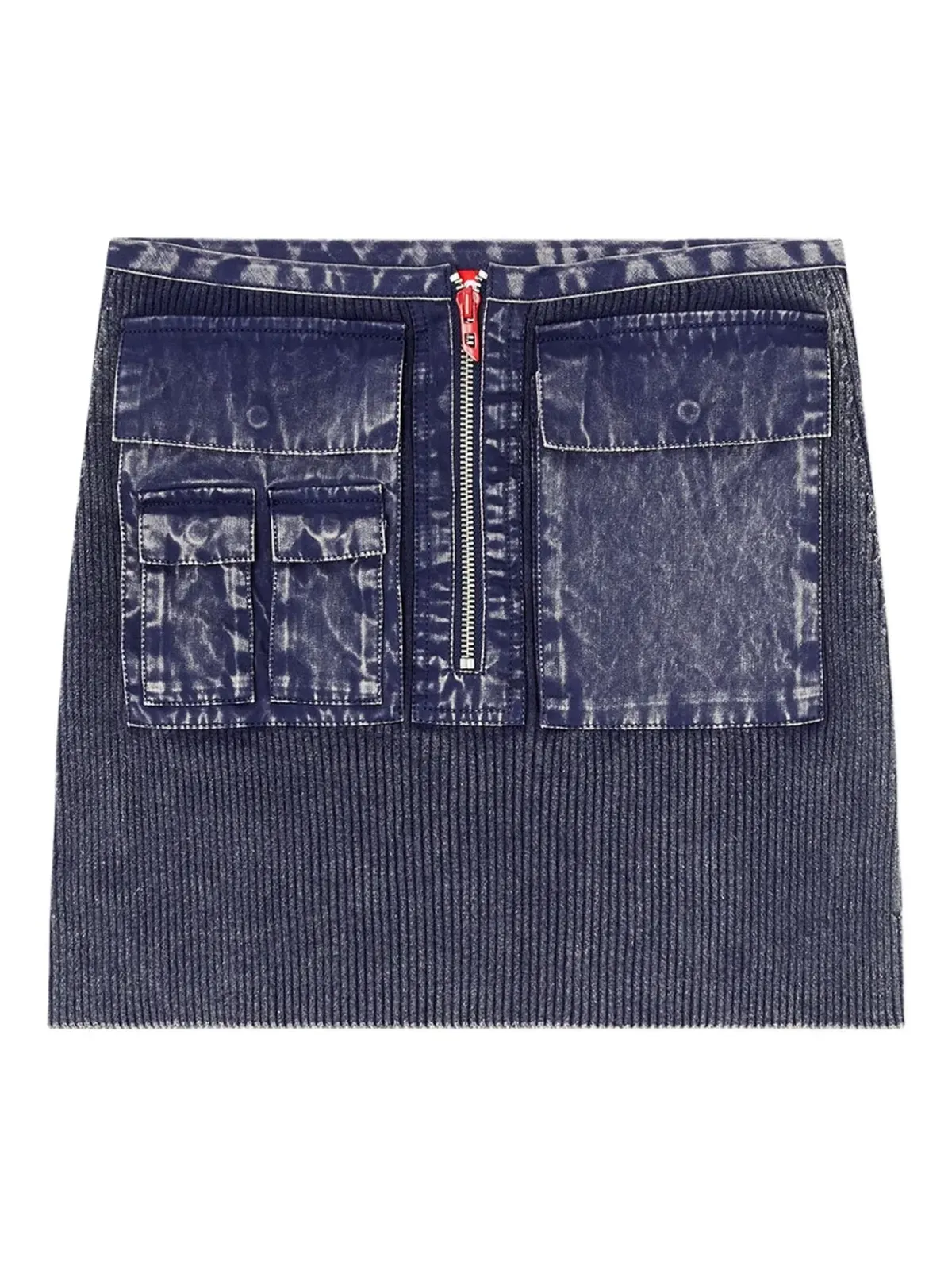 Diesel M-Meryn ジップフロントポケット付きミニスカート ブルー - 画像1