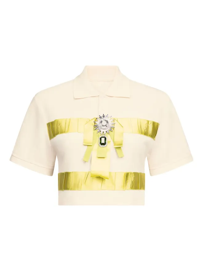 AREA AREA crystal-embellished cropped top - Neutralsの商品画像